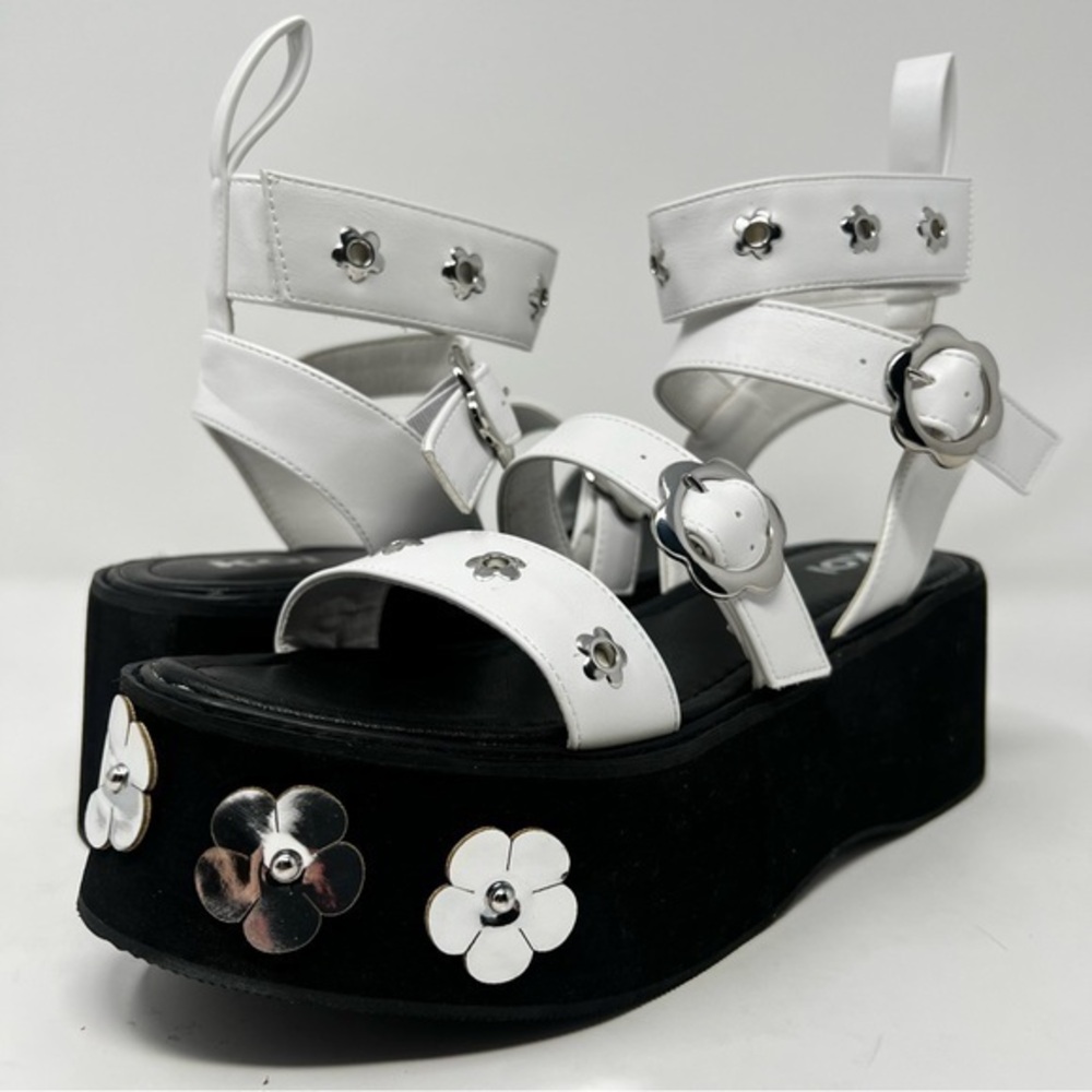 Koi White and Black Platform Sandals